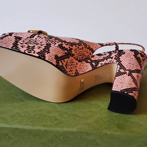 NIB Gucci Platform horsebit python print leather Pumps - IT 39/ US 9 - Picture 8 of 10